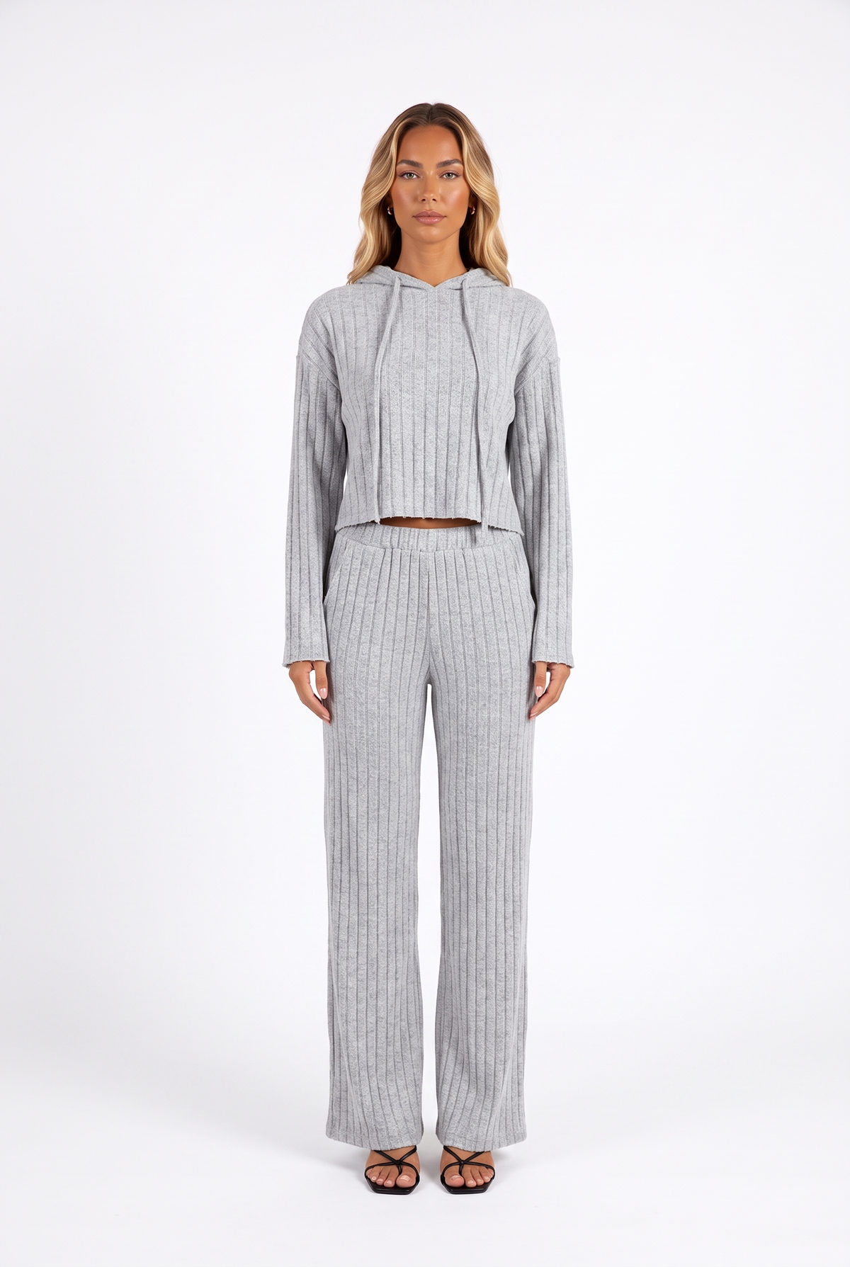 Cropped Hoodie and Wide-Leg Trouser Set