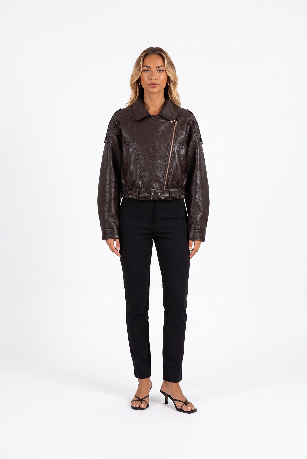 Cropped Faux Leather Moto Jacket