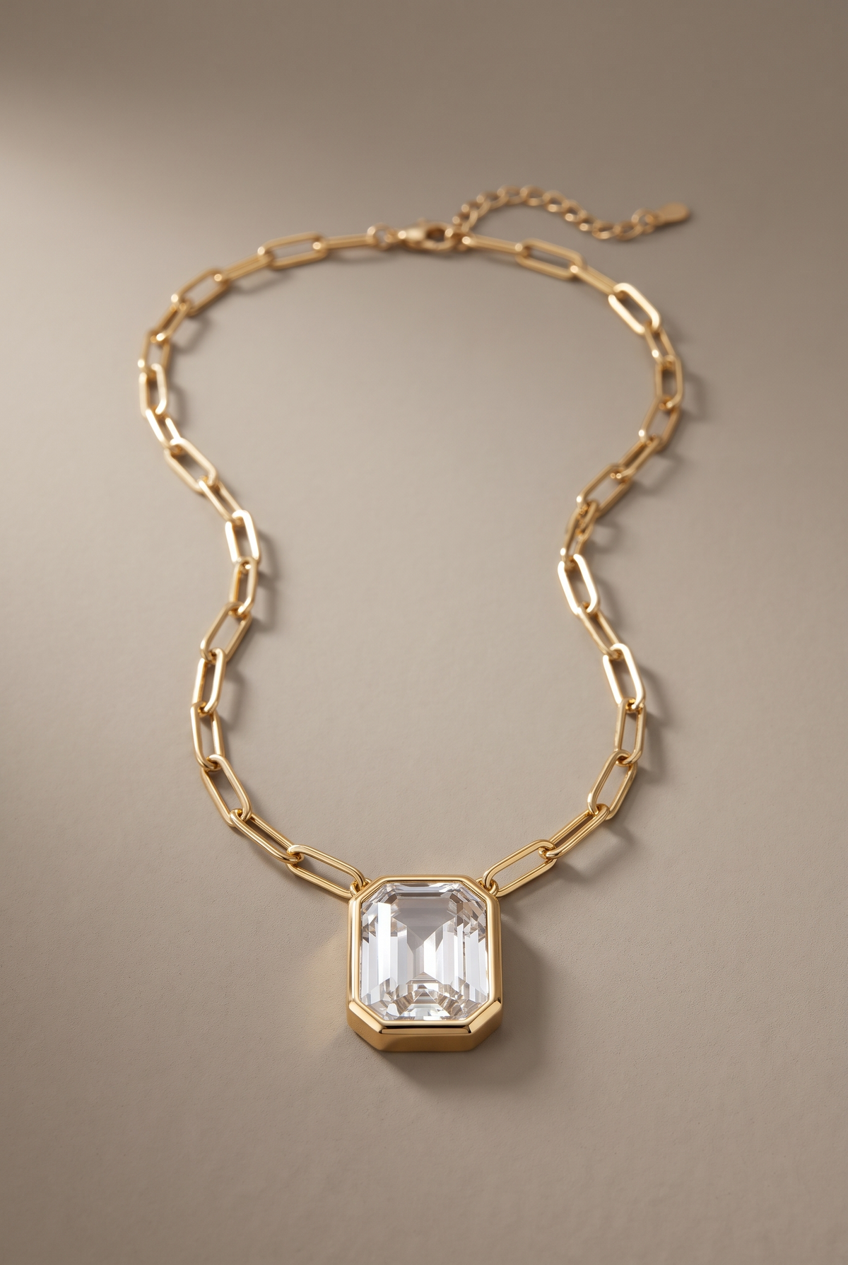 Emerald-Cut Crystal Pendant Necklace