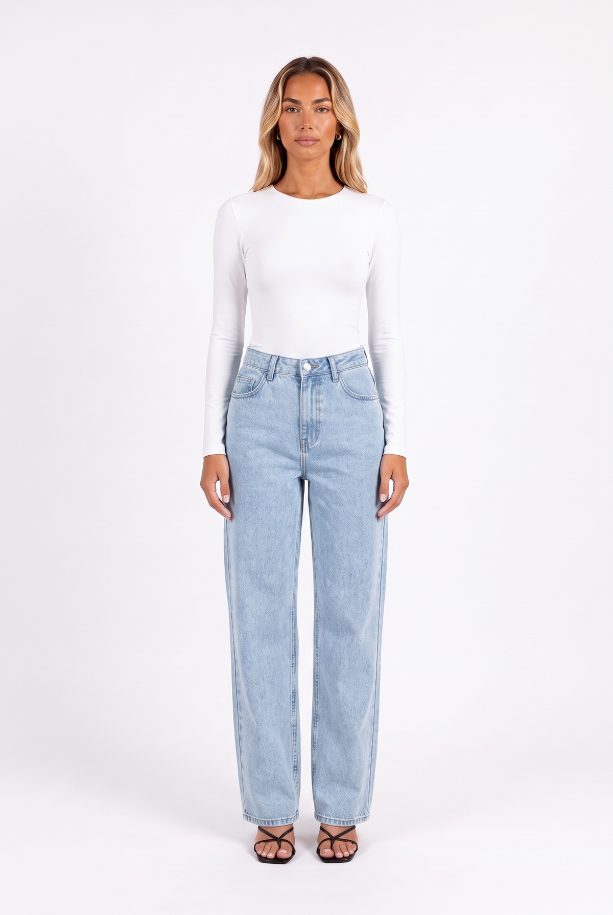 Charcoal Wash Wide Straight-Leg Jeans