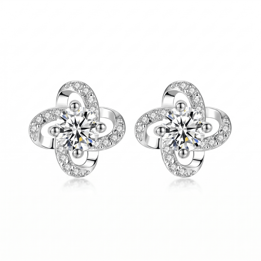 Crystal Clover Stud Earrings