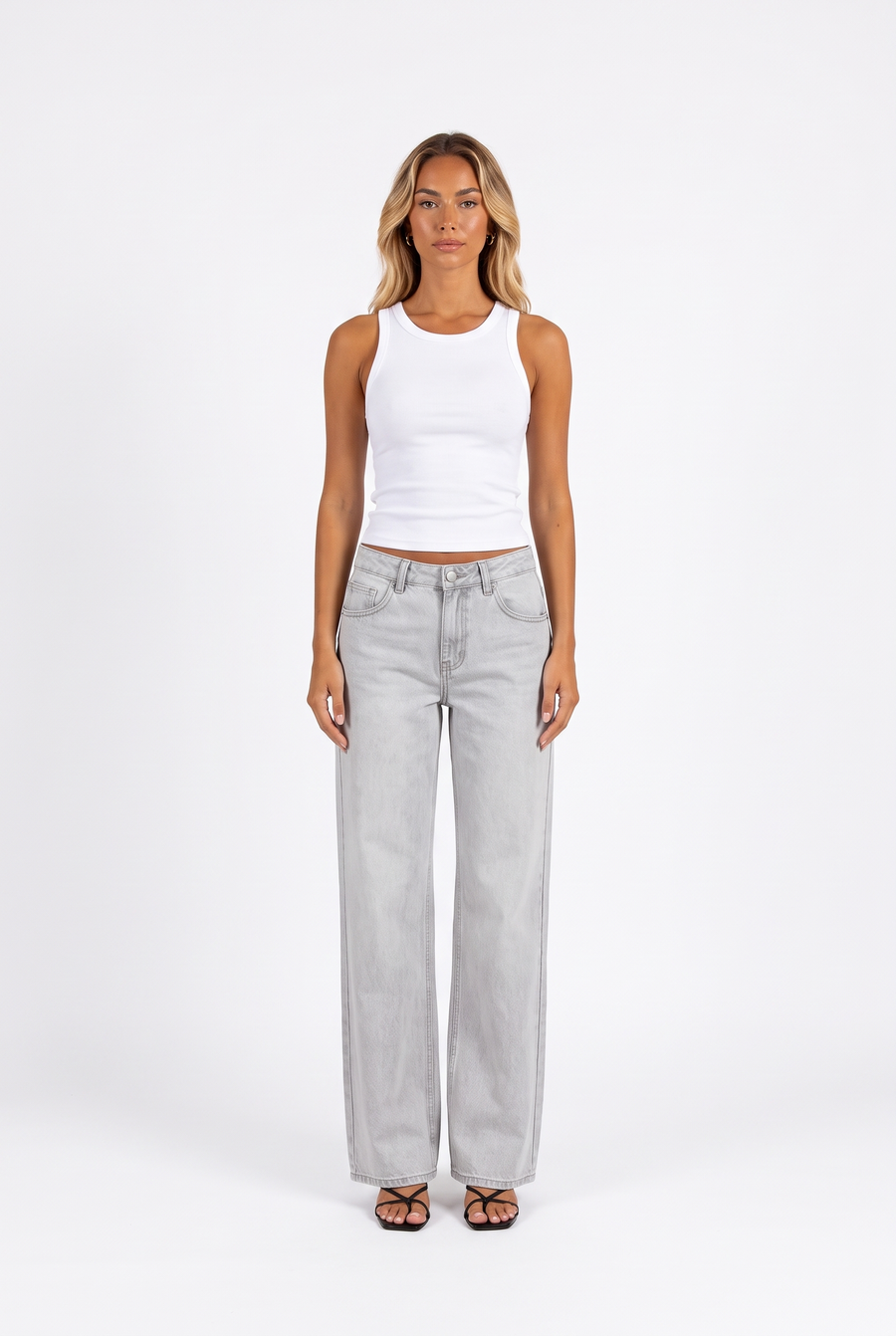 Low-Rise Washed Wide-Leg Jeans
