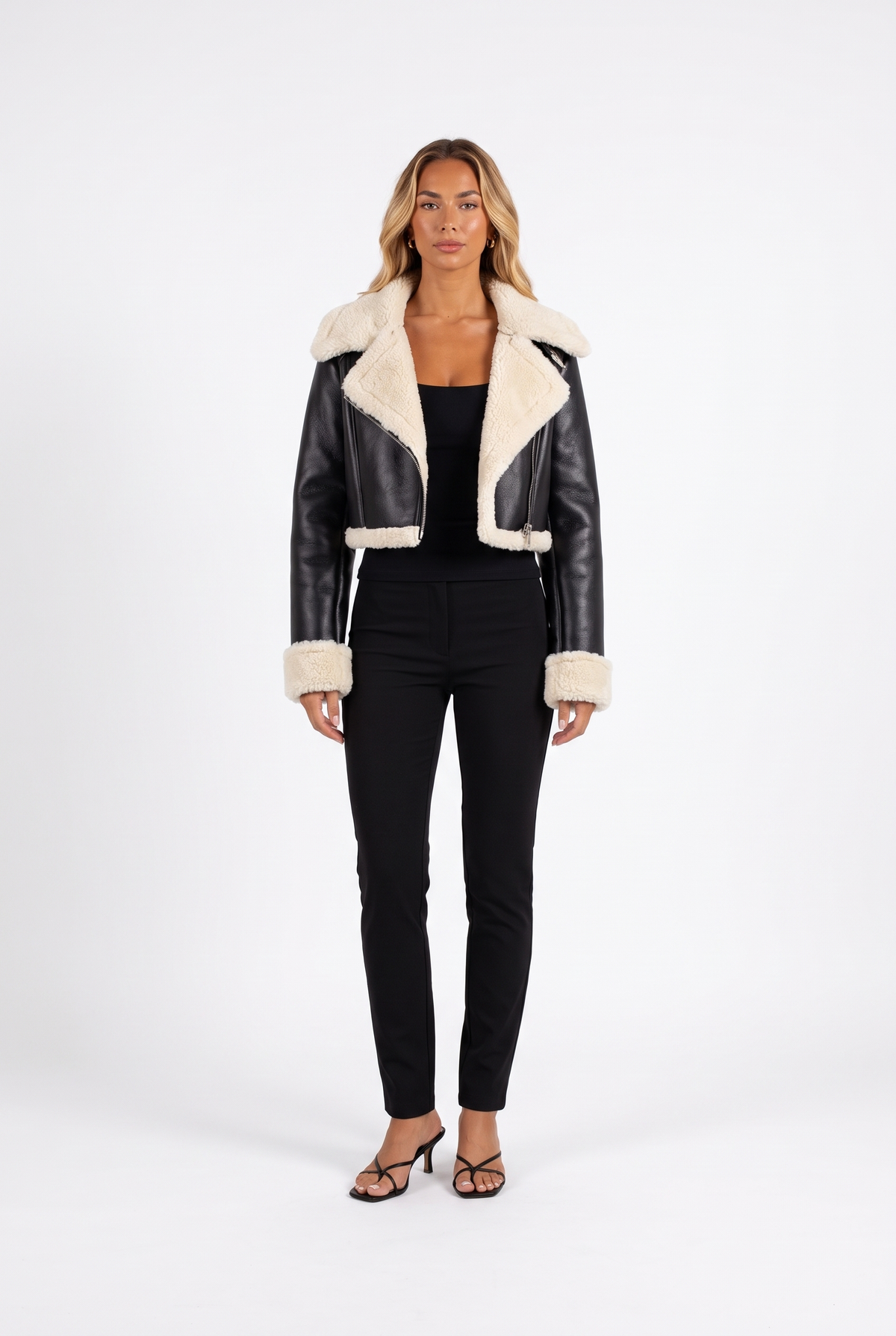 Faux Leather Cropped Zip Jacket