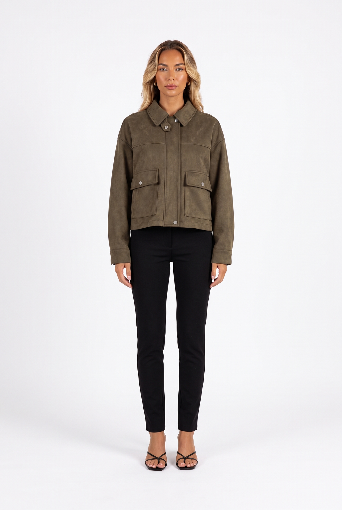 Oversized Faux Suede Zip Jacket