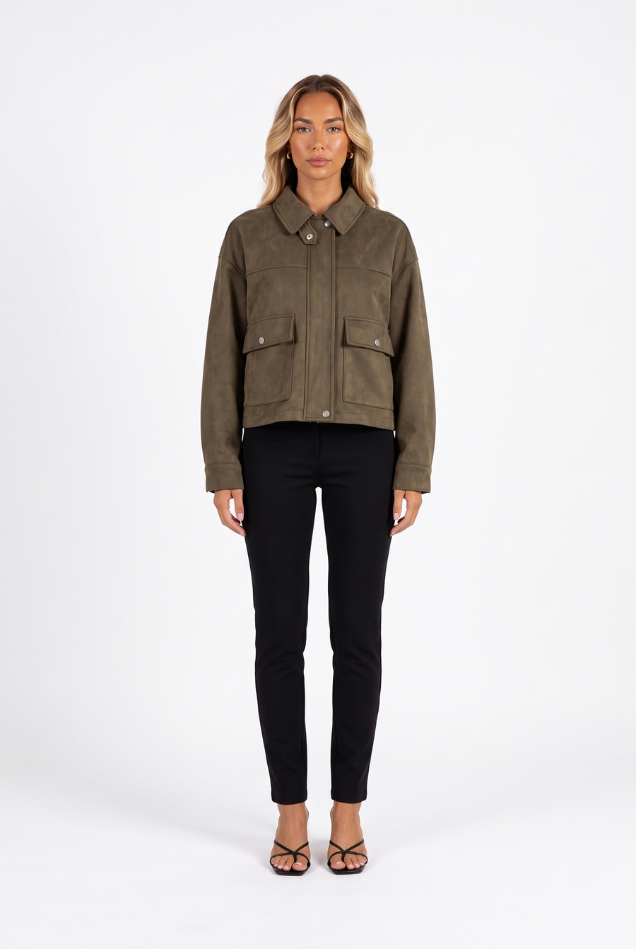 Oversized Faux Suede Zip Jacket