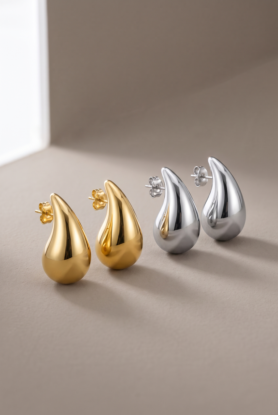 Glossy Dome Teardrop Earrings