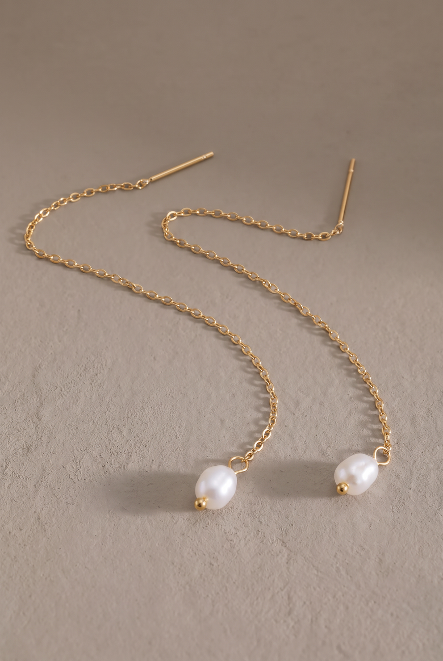 Pearl-Style Drop Chain Earrings