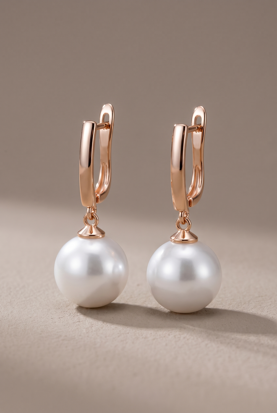 Rose Gold-Tone Imitation Pearl Drop Earrings