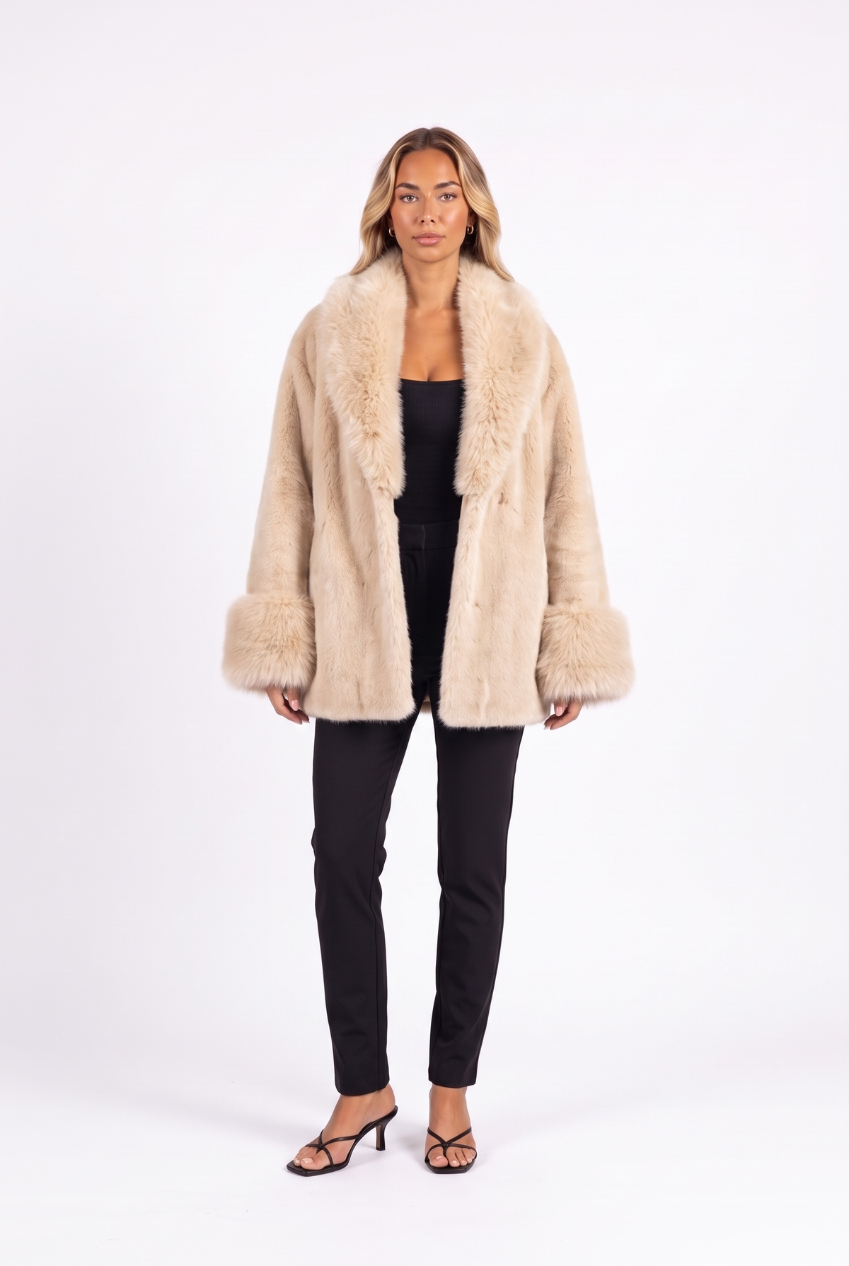 Oversized Faux Fur Open-Front Coat